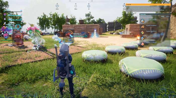 Palbeds and a berry farm in Palworld.